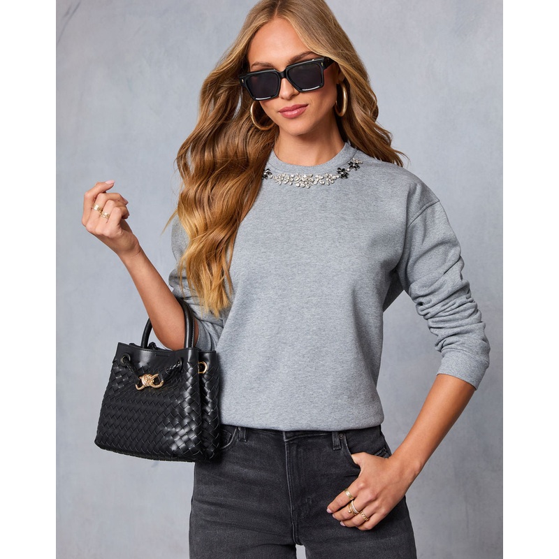Montie Embellished Neckline Sweatshirt