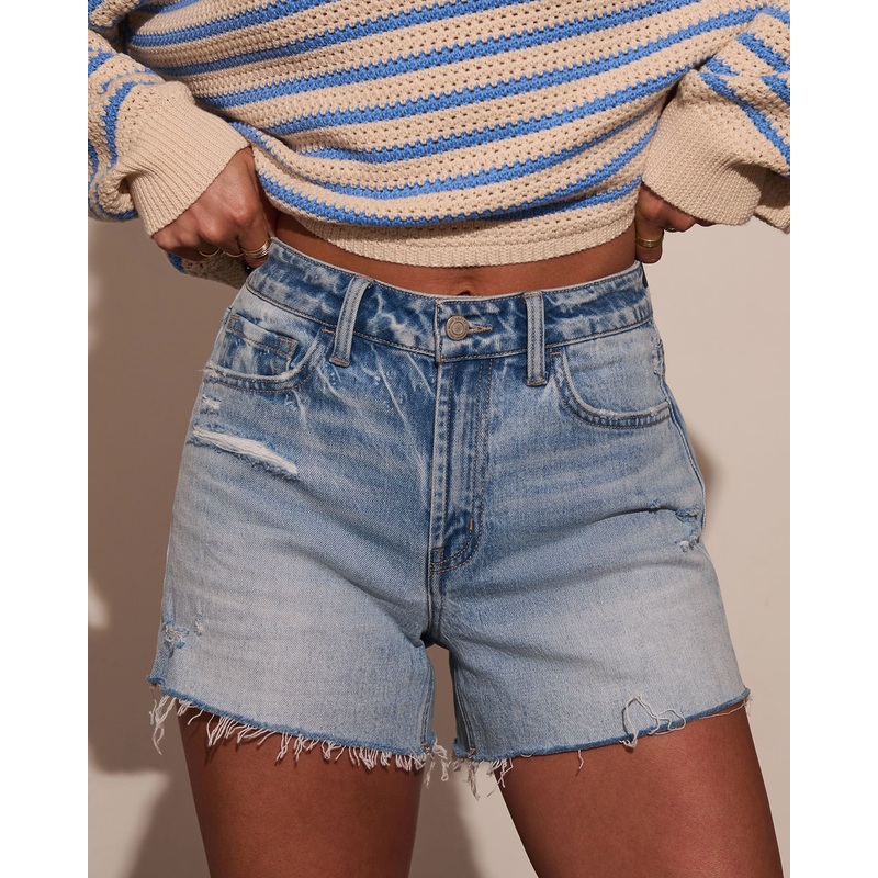Stars and Stripes Distressed Denim Shorts