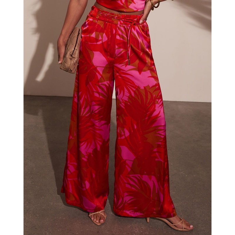Sunset Sangria Tropical Wide Leg Pants