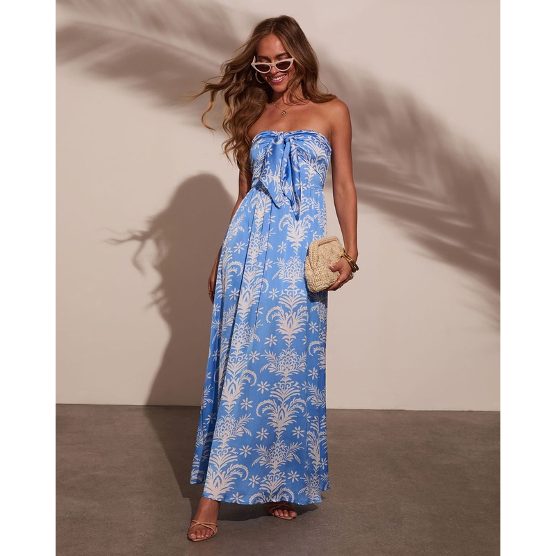 Tiffany Abstract Strapless Maxi Dress