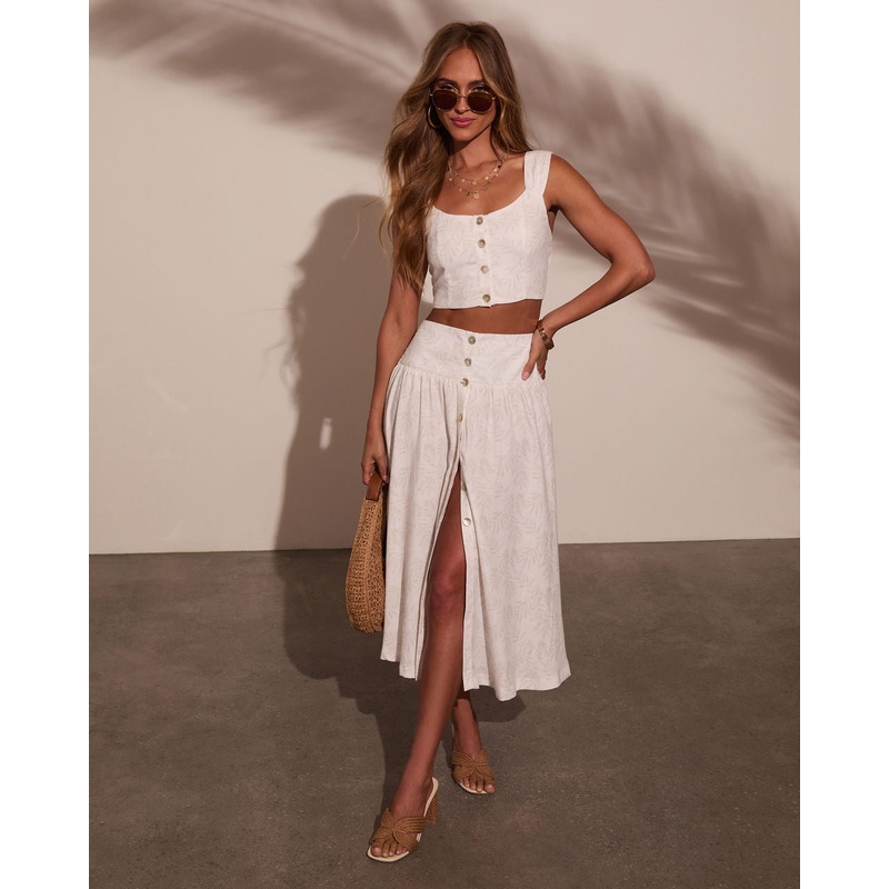 Tropical Chill Palm Midi Skirt