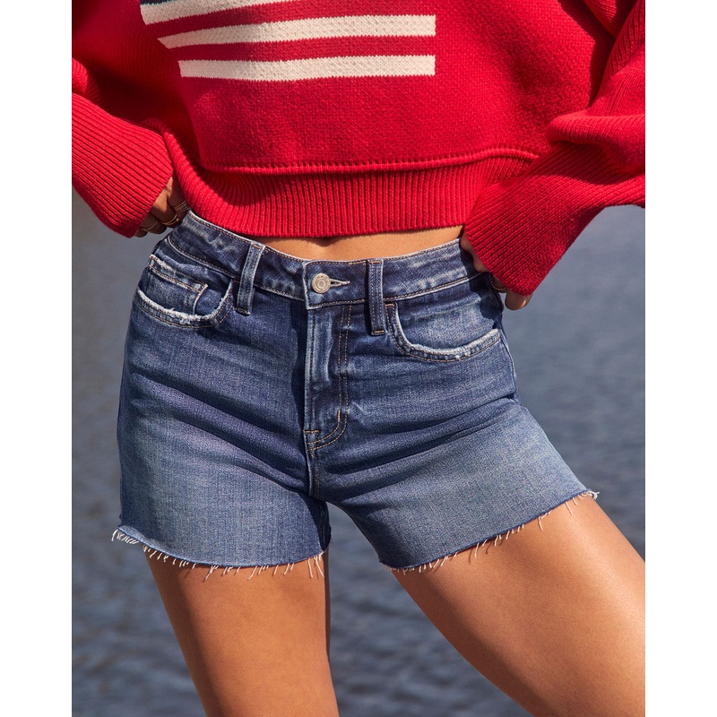 Western Light Distressed Denim Shorts