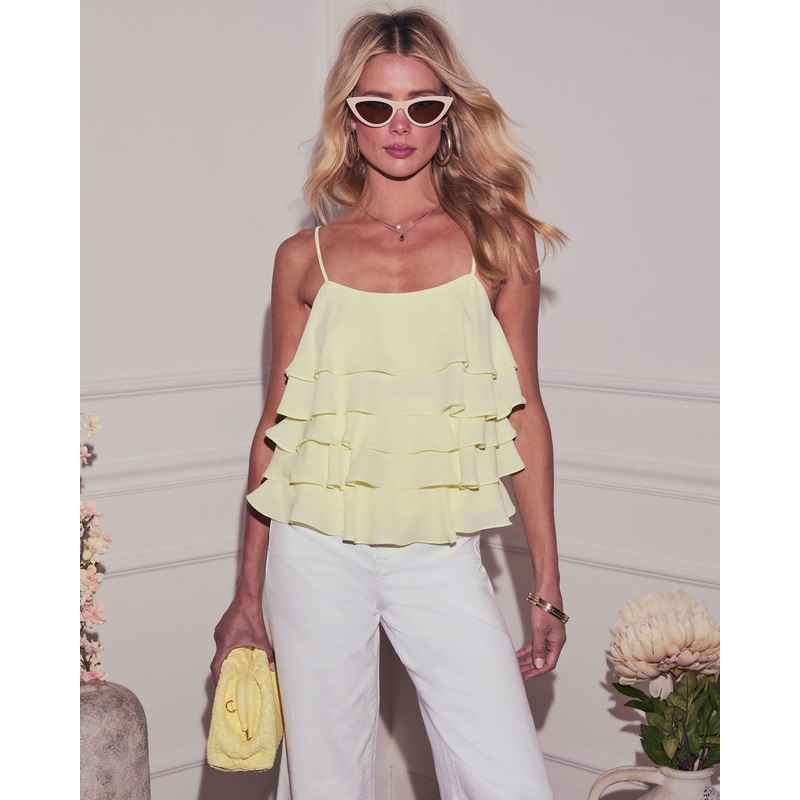 Averie Tiered Ruffle Tank|Yellow|XS|S|M|L|XL