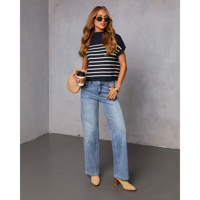 Cider Striped Mock Neck Sweater