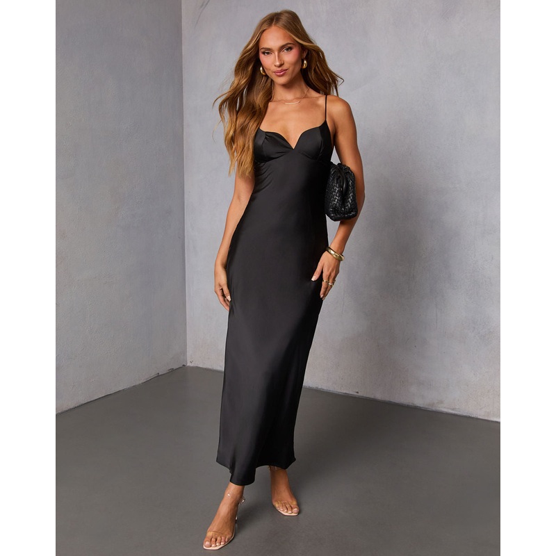 Erinie Slip Midi Dress|Black|S|M|L