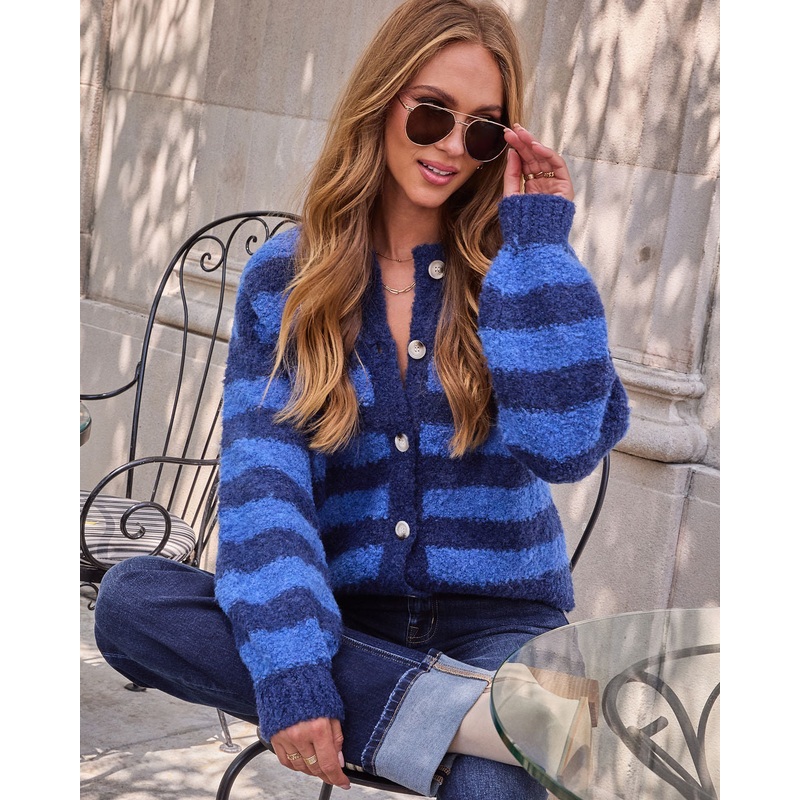 Grove Striped Cardigan|Navy|XS|S|M|L|XL