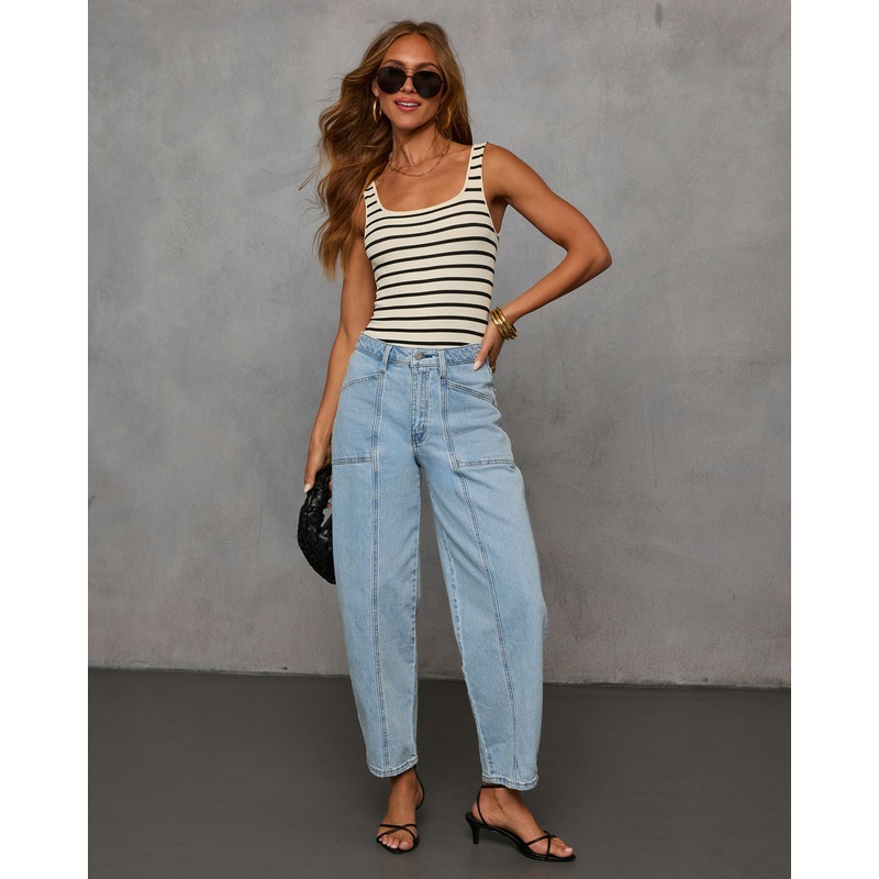 Kasie Stretch Pintuck Barrel Jeans