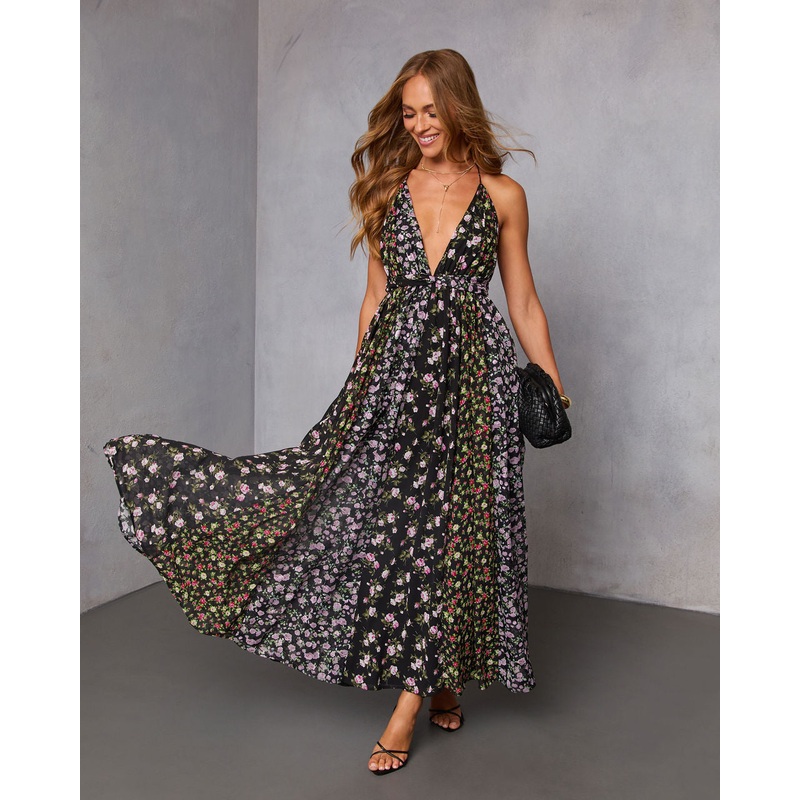 Meliena Contrast Panel Maxi Dress