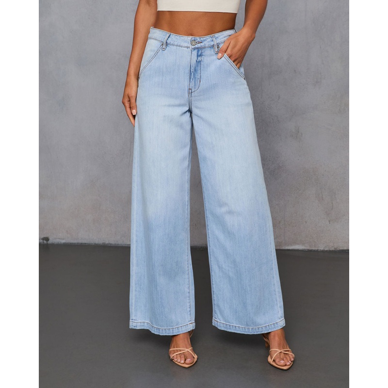 Mylah Stretch Wide Leg Jeans|Light Wash|24|25|26|27|28|29|30|31