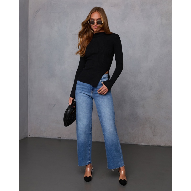Reina Ribbed Mockneck Top|Black|Yellow|XS|S|M|L|XL