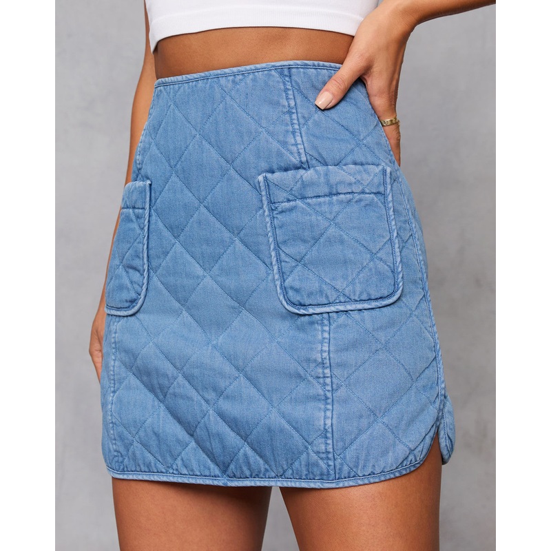 Roisin Quilted Denim Mini Skirt