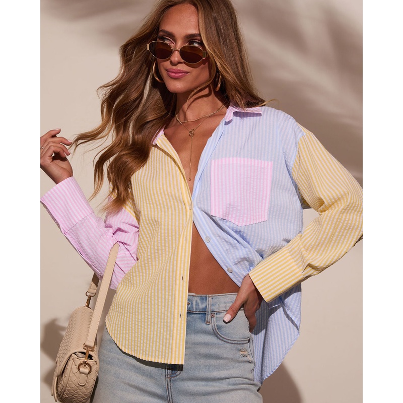 Westin Colorblock Button Down Top