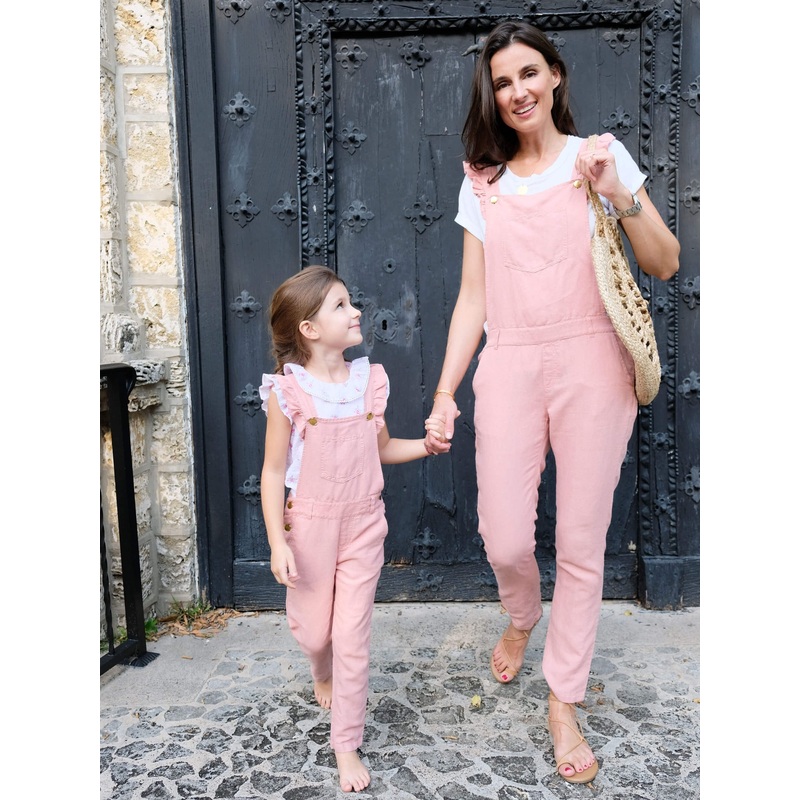 Georgette Pink Linen Overall – Sandy Pink