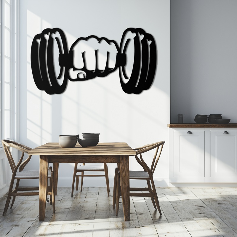 Gym Dumbbell Power Metal Wall Art – Bold and Motivational Gym Decor – KAF143