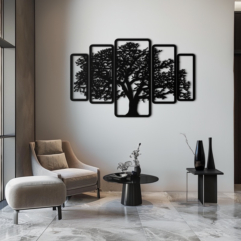 Multi-Panel Tree Metal Wall Art  Nature-Inspired Decor – KAF213