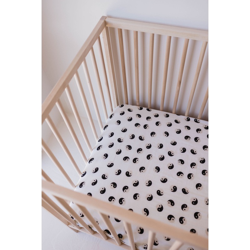 Muslin Crib Sheet | Black & Ivory Yin Yang