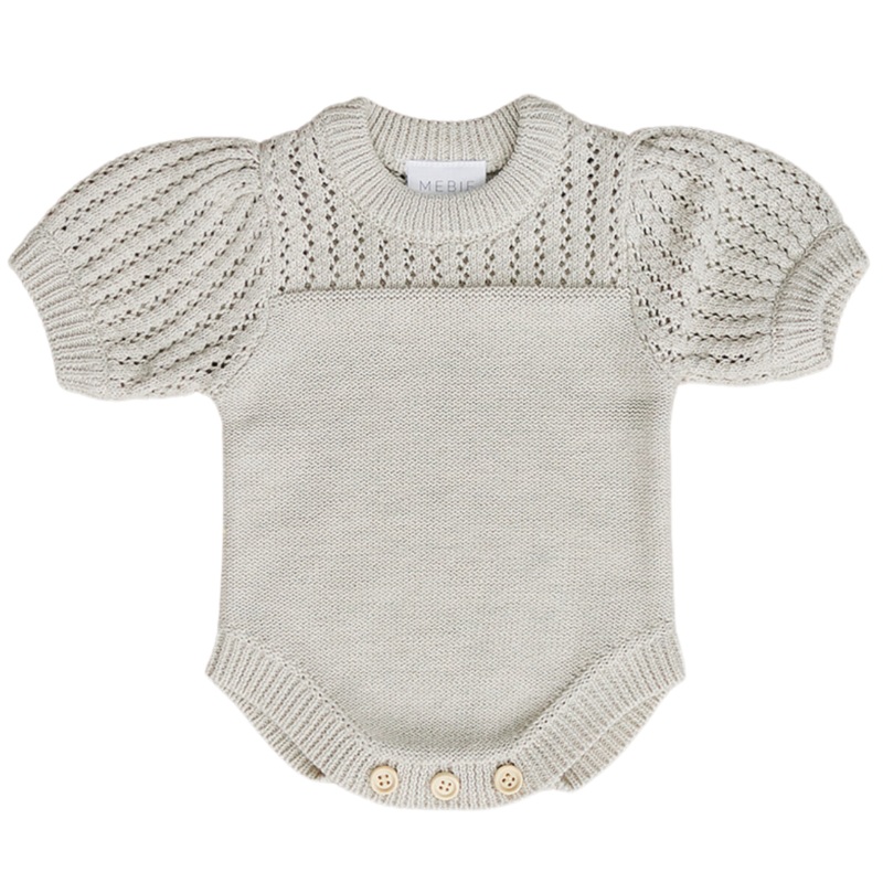 Oatmeal Knit Shirt Romper|0-3|3-6|6-12|12-18