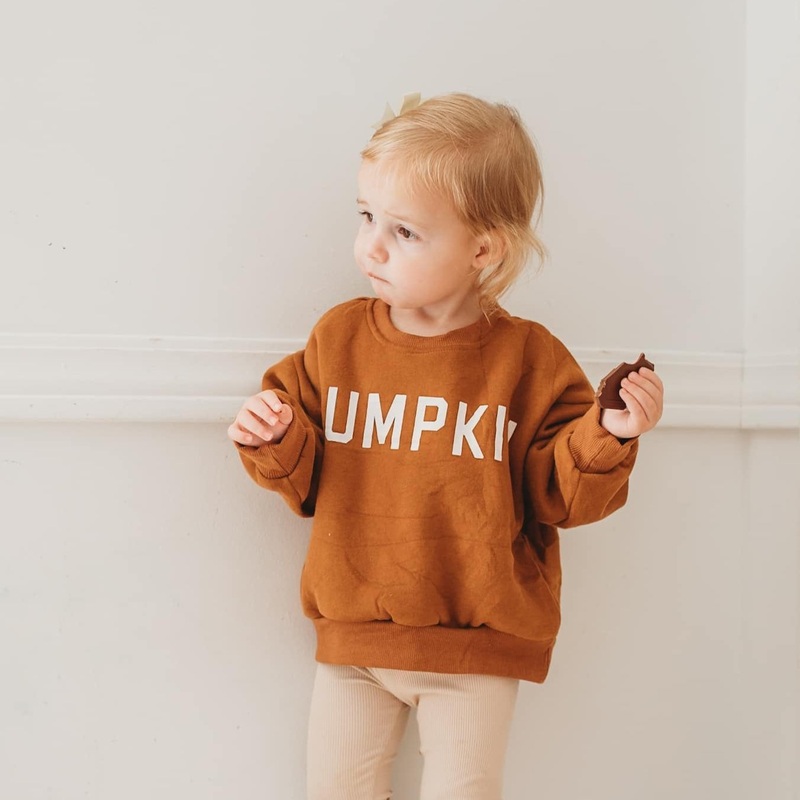 Pumpkin Crewneck Sweatshirt|6-12 months|12-18 months|18-24 months|2T|3T|4T|5T|6T