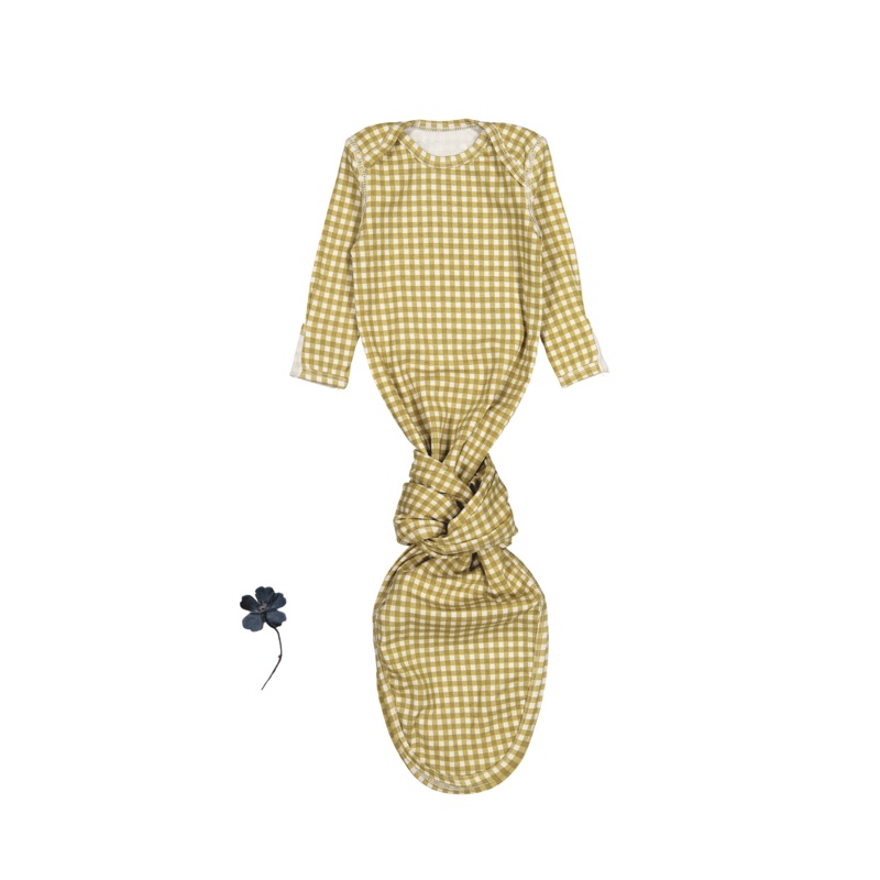 The Printed Baby Gown – Golden Gingham