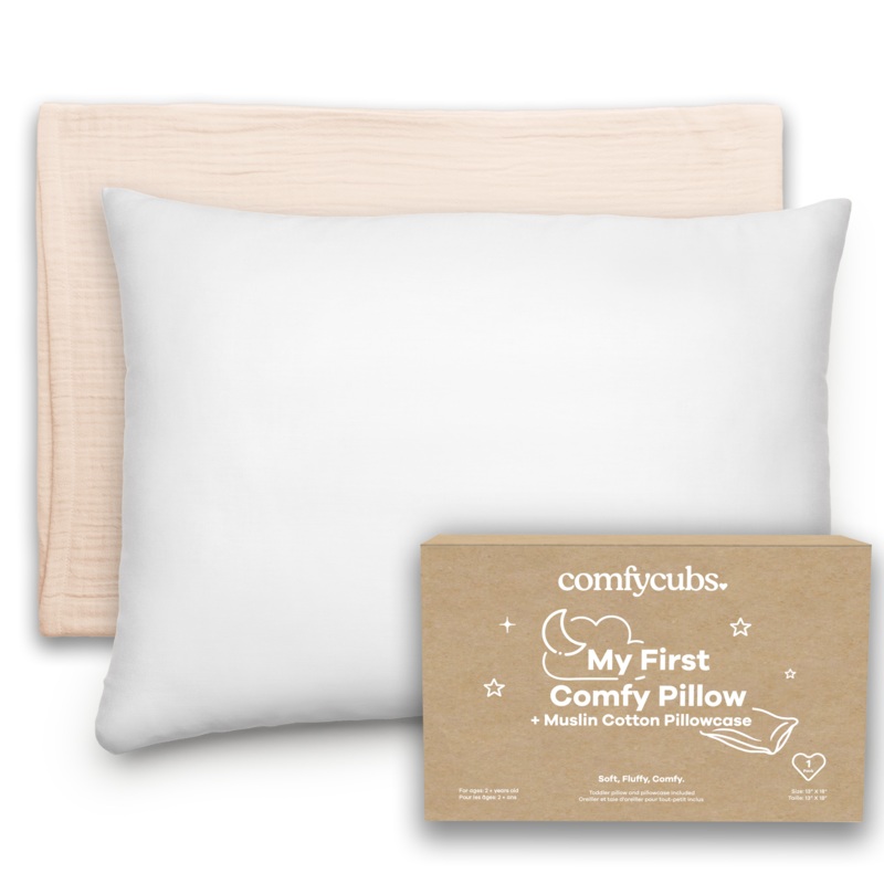 Toddler Pillows with Soft Muslin Pillow Case by Comfy Cubs – Cream