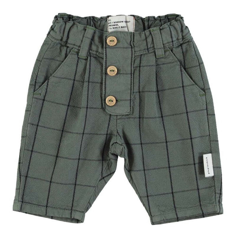 Baby Trouser w/ Buttons – Green Checkered