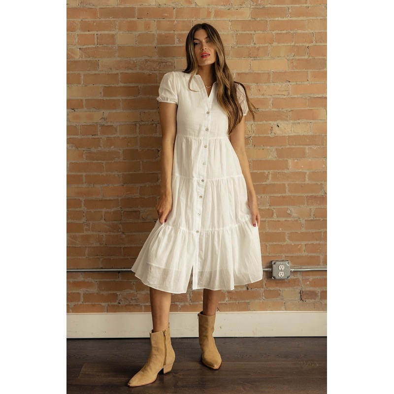 Breathe Again Button Dress|White|S|M|L