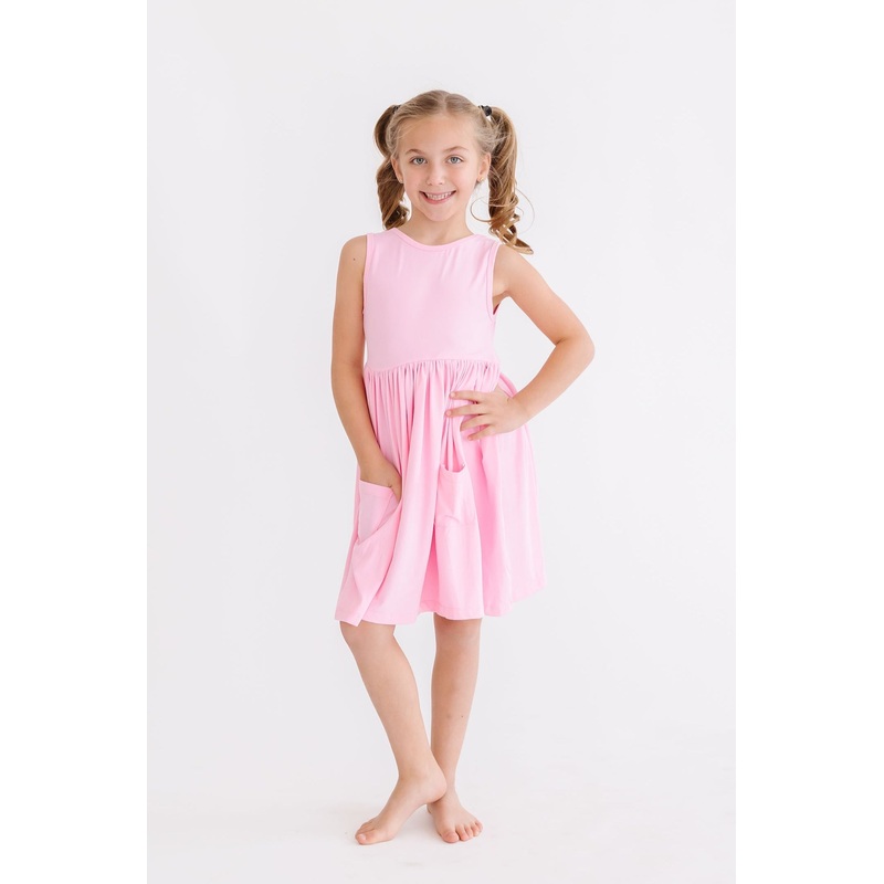 Bubblegum Pink Tank Pocket Twirl Dress