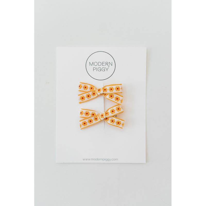 Daisy Chain- Yellow | Mini Ribbon Bow Set