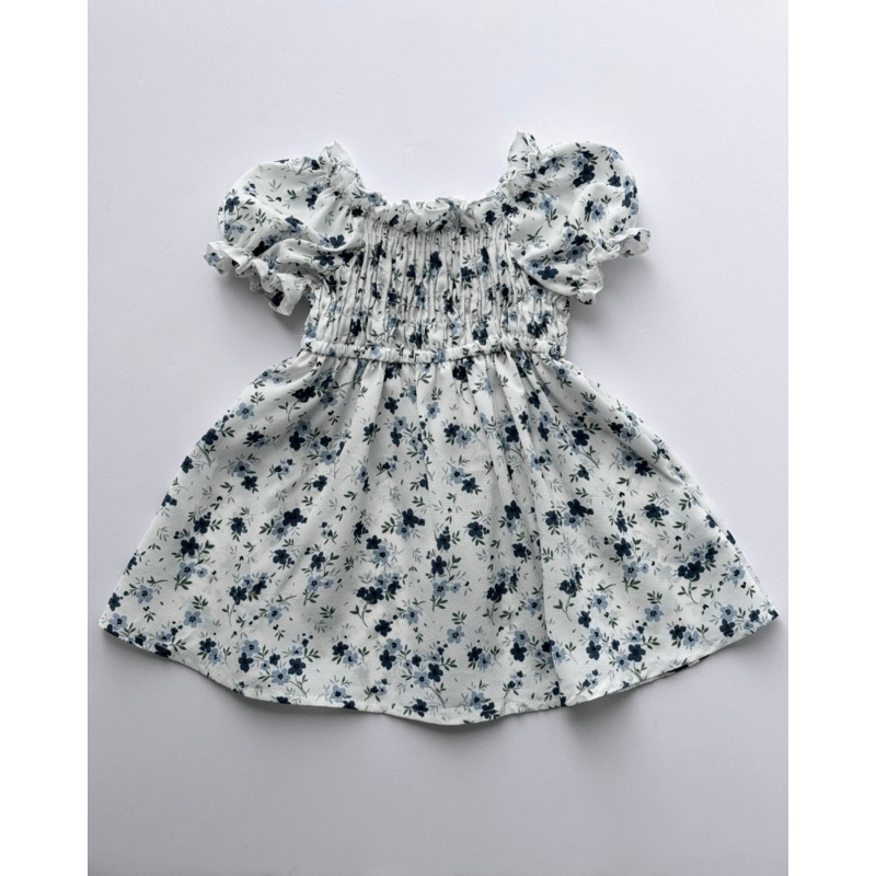 Hayes Smocked Puff Sleeve Dress – Blue Floral