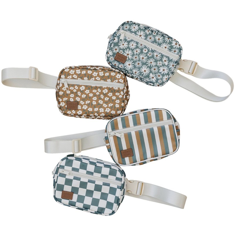 Mebie Baby Mini Fanny Pack|Green Daisy|Mustard Floral|Sunset Stripes|Green Checkered