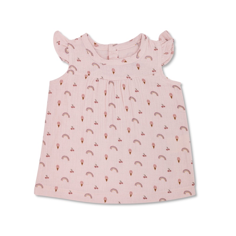 Muslin Flutter Sleeve Dress – Rainbows & Ice Cream