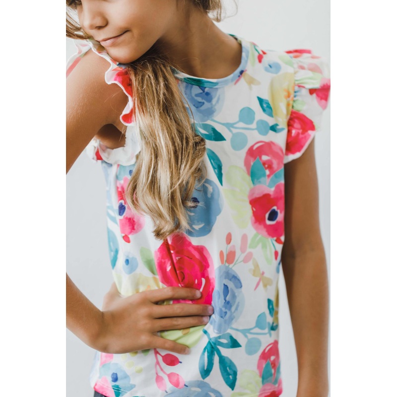 Rosie S/S Ruffle Tee|6-12M|12-24M|2T|3T|4T|5/6|7/8|9/10