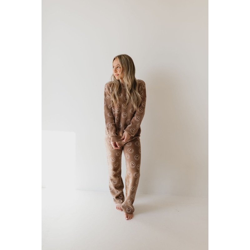 Women’s Knit Pant Set | Tan Just Smile