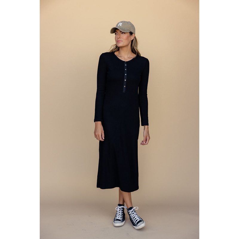Aphrodite Button Maxi|Black|S|M|L