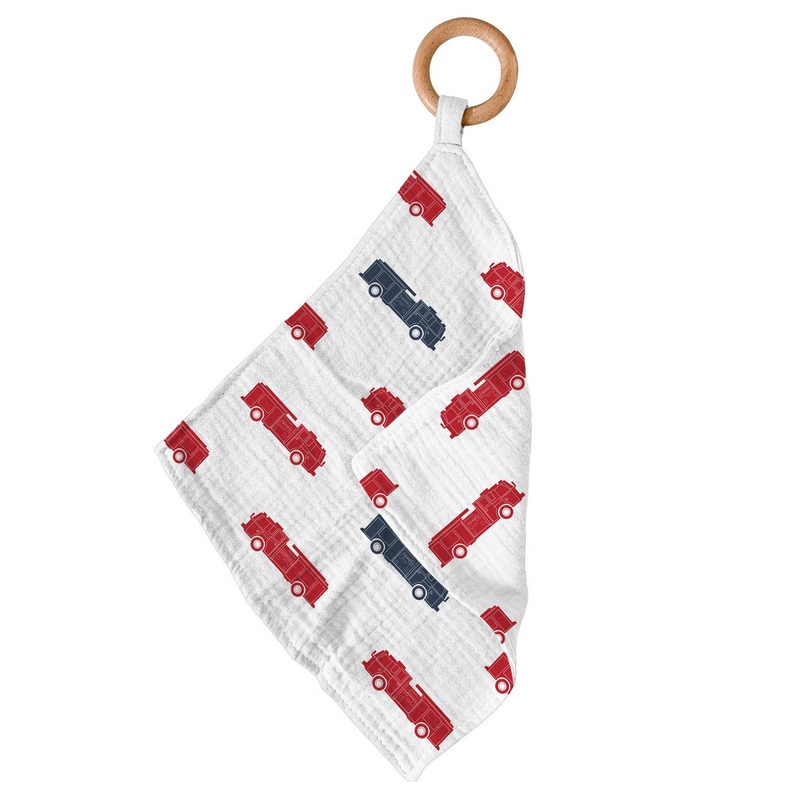 Blue and Red Fire Trucks Newcastle Teether