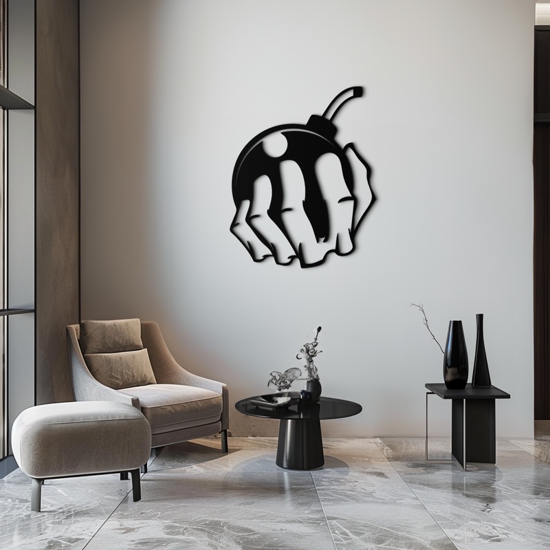 Bomb Hand Metal Wall Art – Edgy Modern Steel Decor – KAF085
