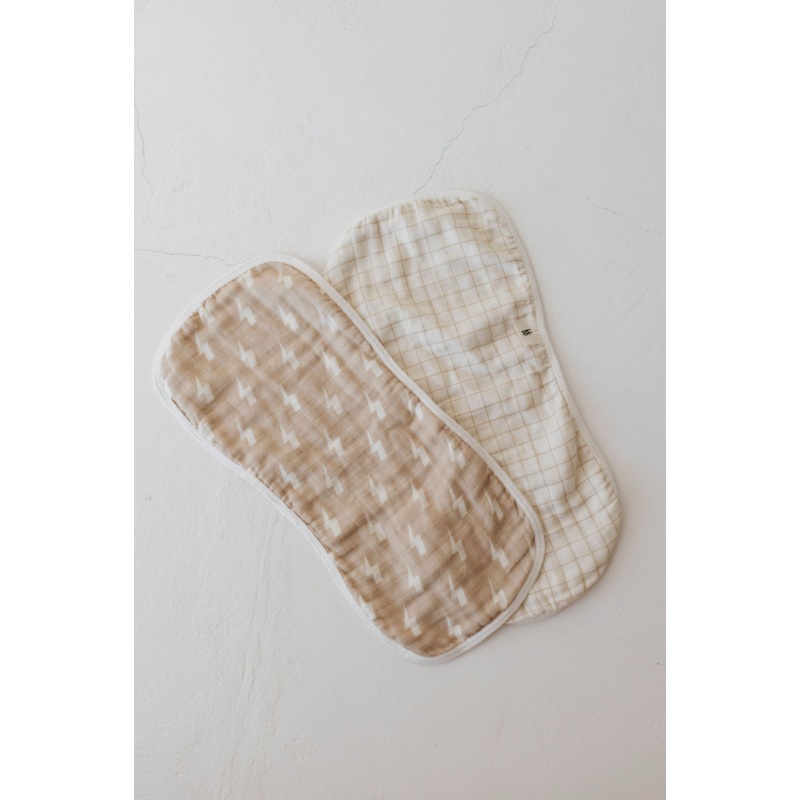 Burp Cloth | Tan & Cream Lightning Bolt