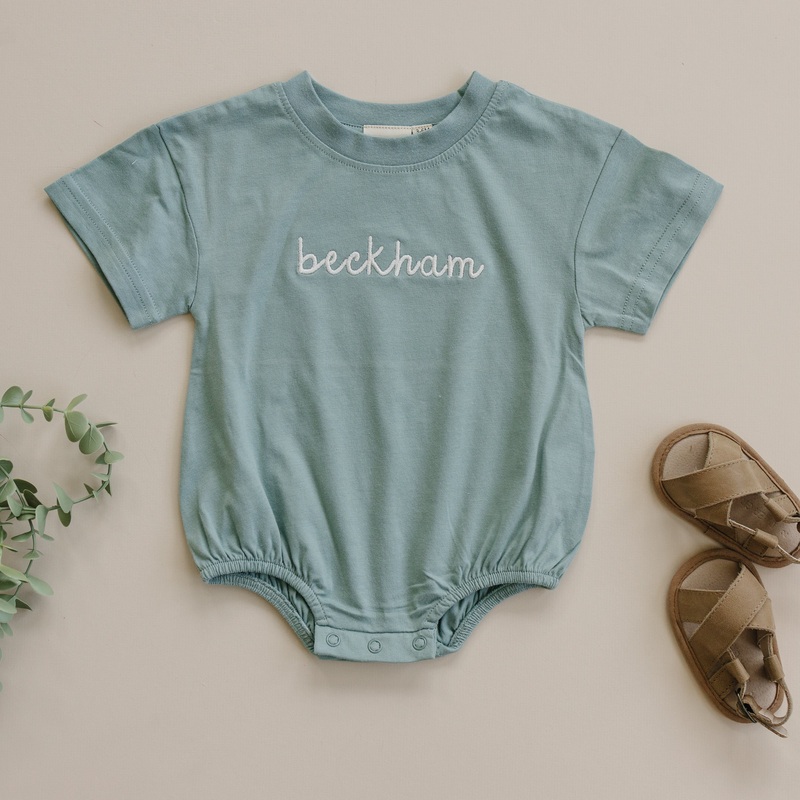 Custom Embroidered Organic Cotton Oversized T-Shirt Romper or Tee – more colors