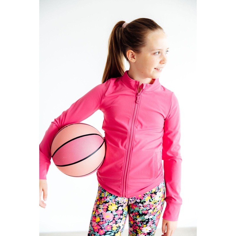 Fuchsia Flash Full-Zip Ruffle Active Jacket