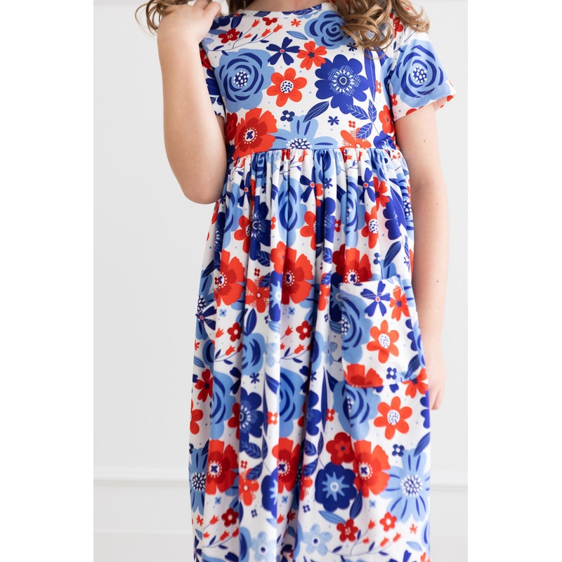 Happy 4th Floral Floral S/S Pocket Twirl Dress