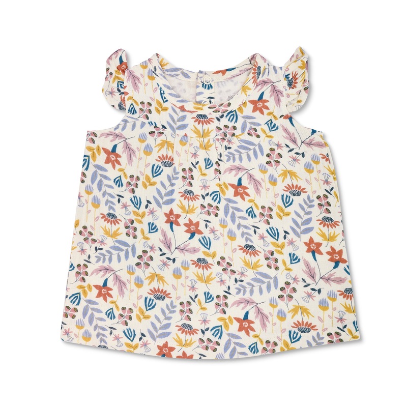 Muslin Flutter Sleeve Dress – Earthtone Floral