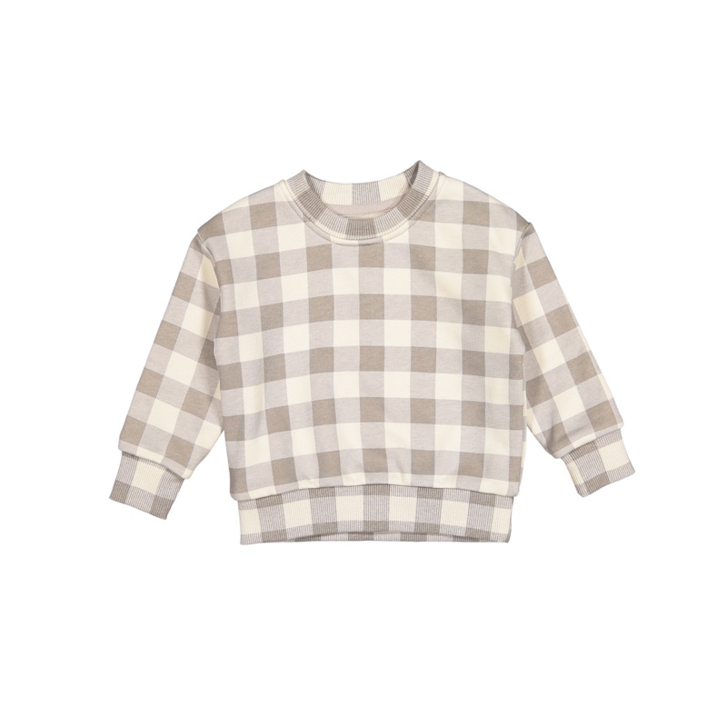 The Printed Sweatshirt – Taupe Gingham