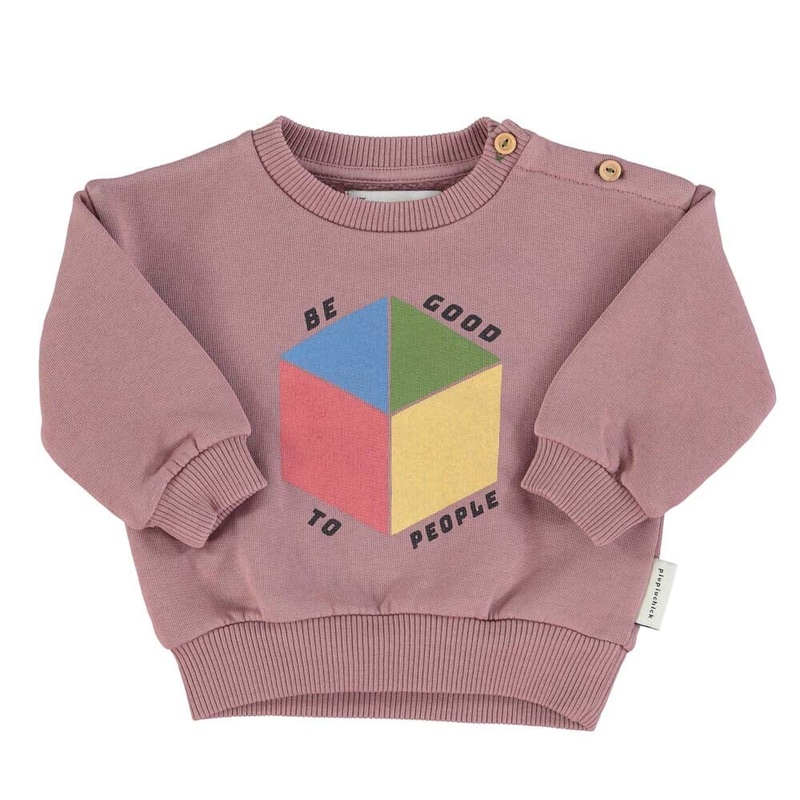 Baby Unisex Sweatshirt – Grape w/ Cube Print
