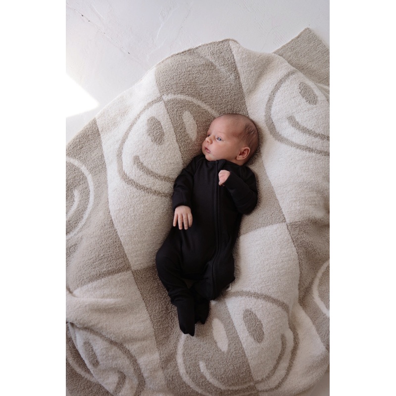 Bamboo Zip Pajamas | Black Ribbed