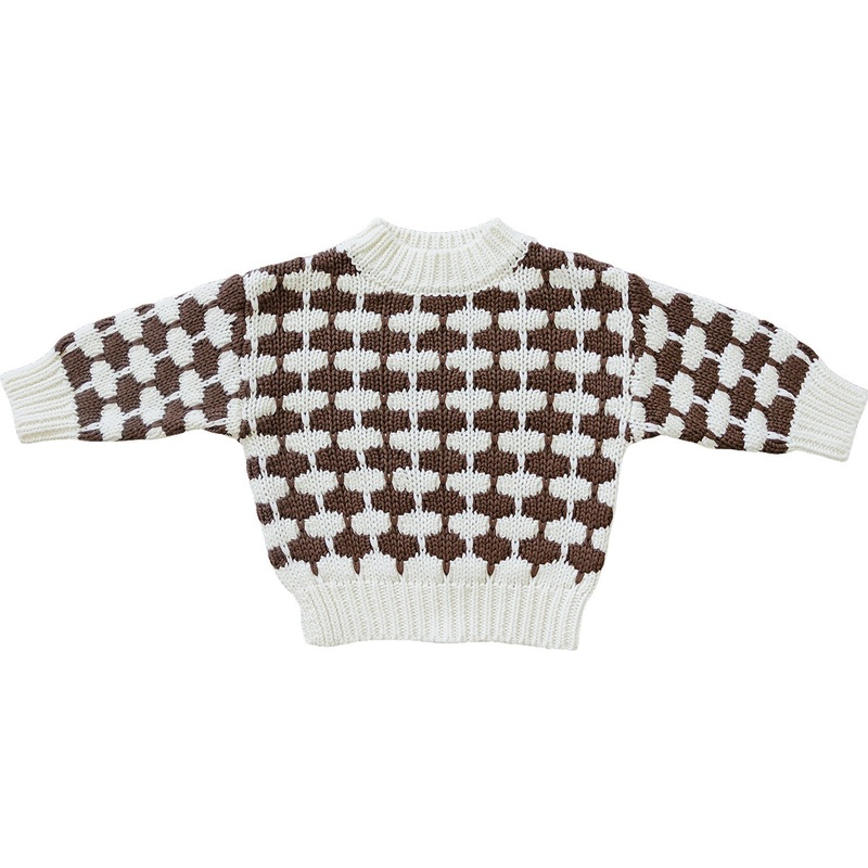 Brown + Cream Knit Sweater|0-3|3-6|6-12|12-18|18-24|2T|3T|4T|5T