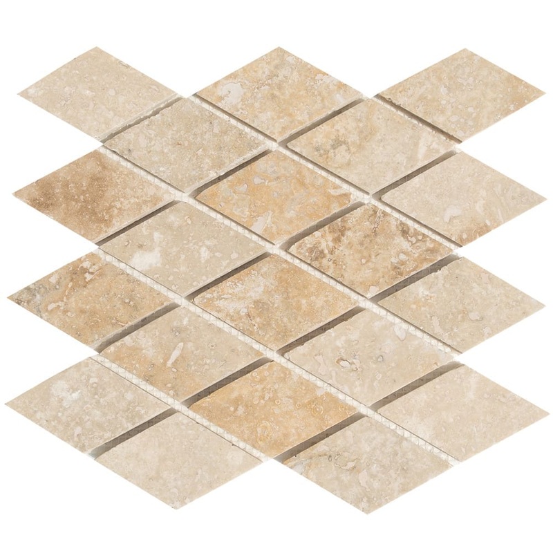 Chiaro Beige Travertine Diamond Mosaic Floor and Wall Tile – Livfloors Collection