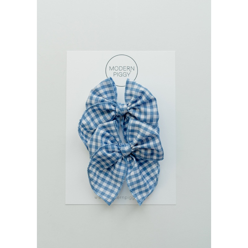 Gingham Glory- Blue | Pigtail Set – Petite Party Bow