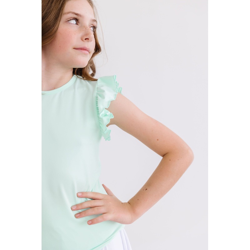 Pastel Green S/S Ruffle Tee|6-12M|12-24M|2T|3T|4T|5/6|7/8|9/10