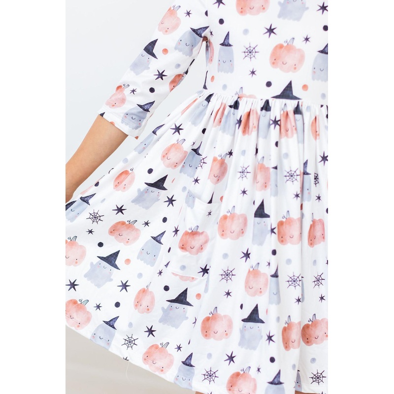 Peek-a-Boo 3/4 Sleeve Pocket Twirl Dress