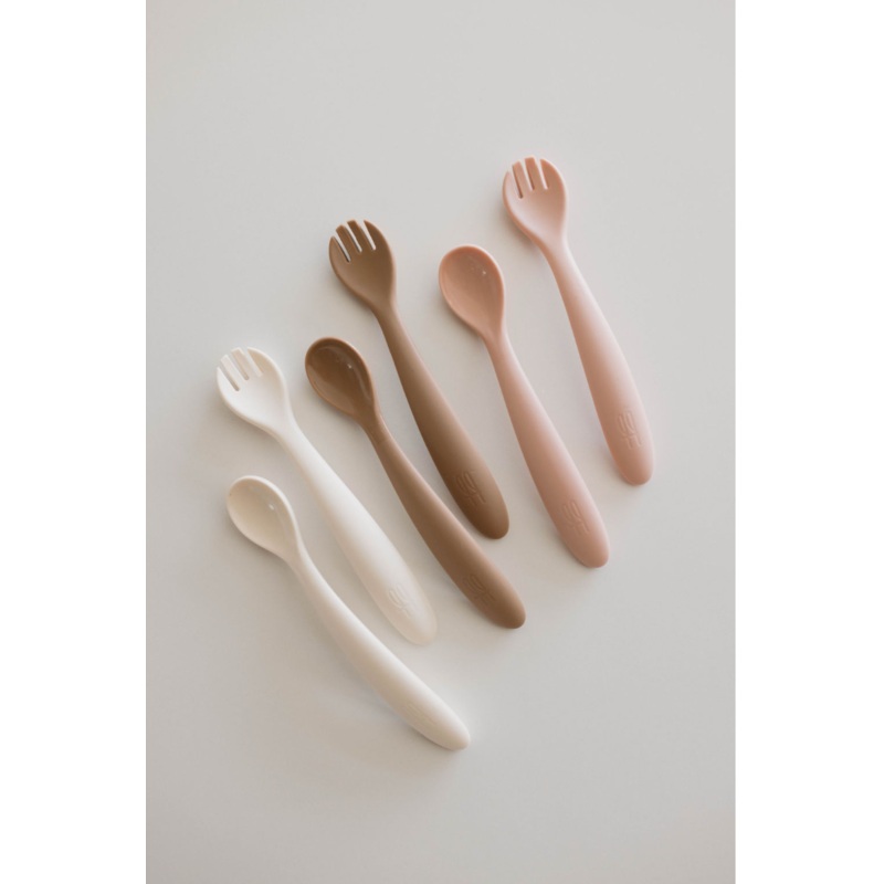 Silicone Utensil Set|Ivory|Petal Pink|Desert Brown